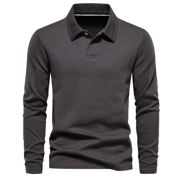 Matthias | Herren Langarm Poloshirt mit Polokragen - Beige - Image 8