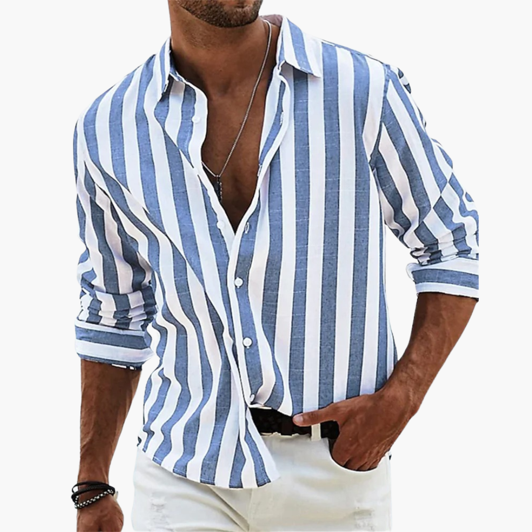 Mattias | Damen Gestreiftes Langarm Herrenhemd - Striped - Image 1