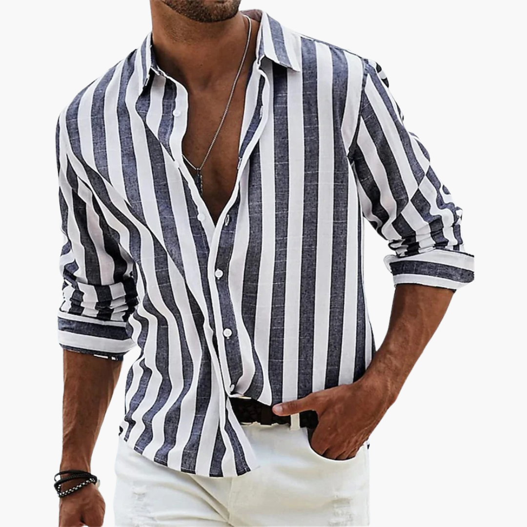 Mattias | Damen Gestreiftes Langarm Herrenhemd - Striped - Image 2