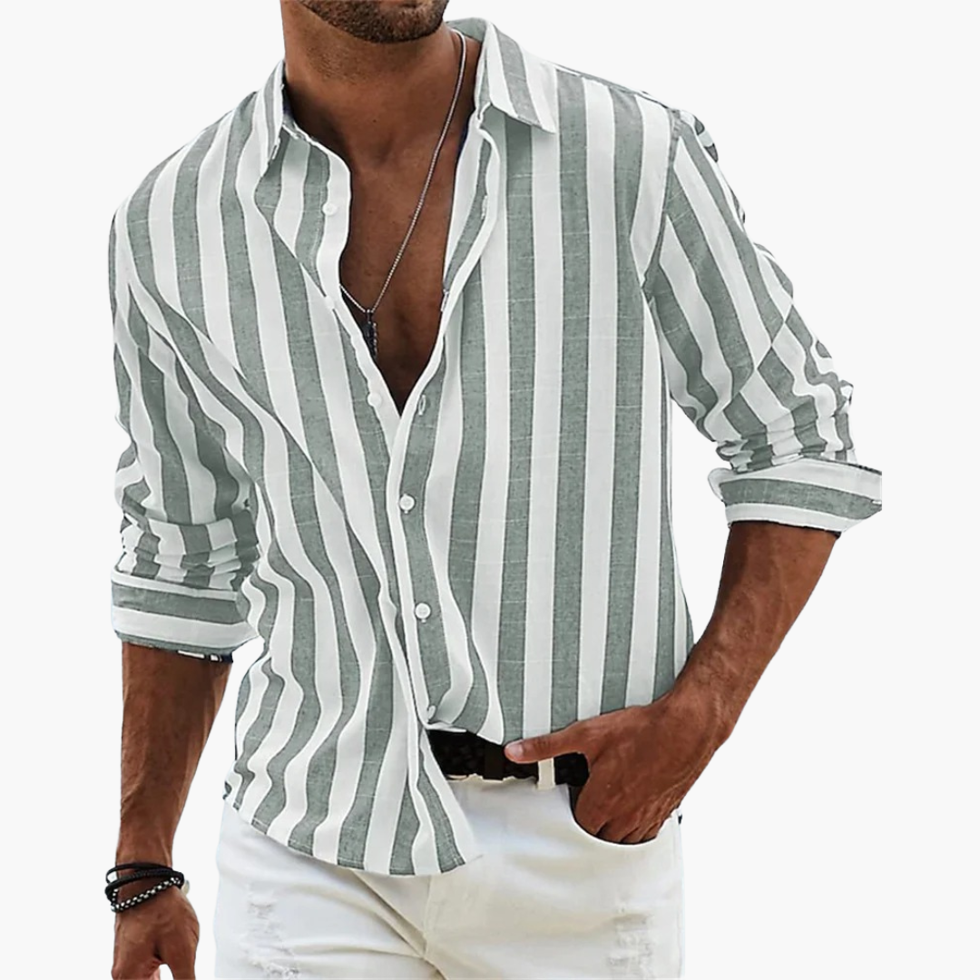 Mattias | Damen Gestreiftes Langarm Herrenhemd - Striped - Image 3