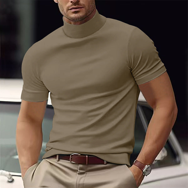 Maxim | Herren Kurzarm Rollkragen Shirt - Beige - Image 2
