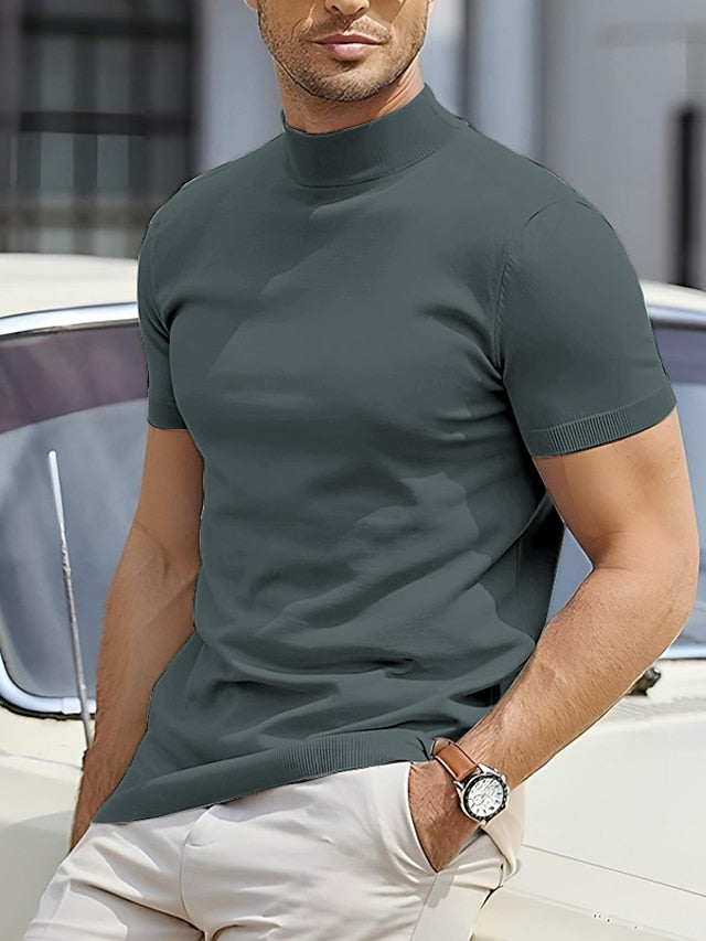 Maxim | Herren Kurzarm Rollkragen Shirt - Beige - Image 5