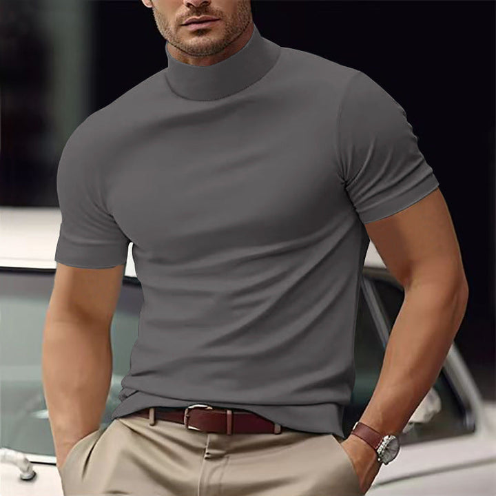 Maxim | Herren Kurzarm Rollkragen Shirt - Beige - Image 6