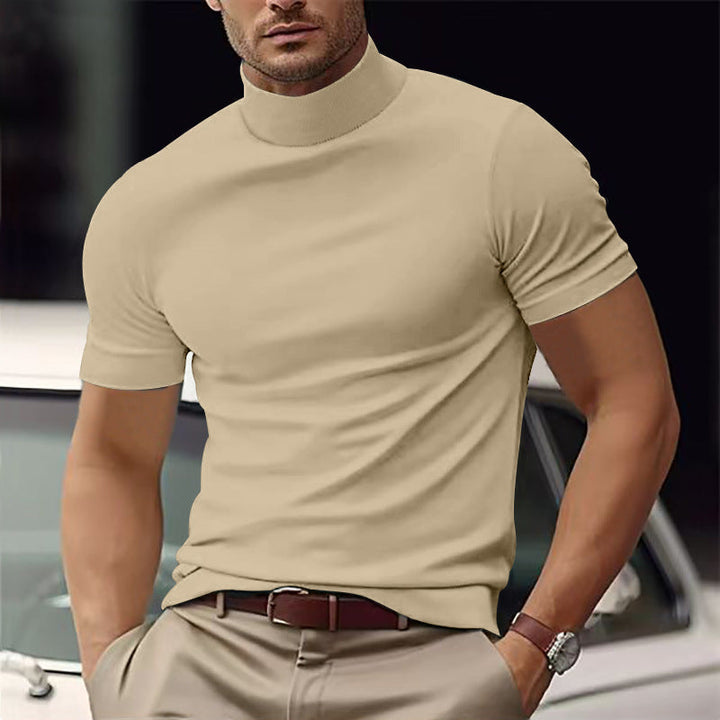 Maxim | Herren Kurzarm Rollkragen Shirt - Beige - Image 7