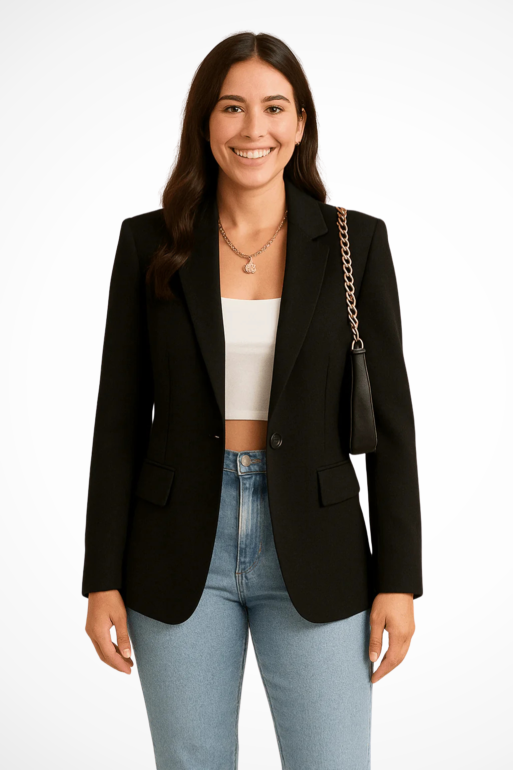 Maximiliane | Damen Business Blazer Tailliert Einknopf - Black - Image 1