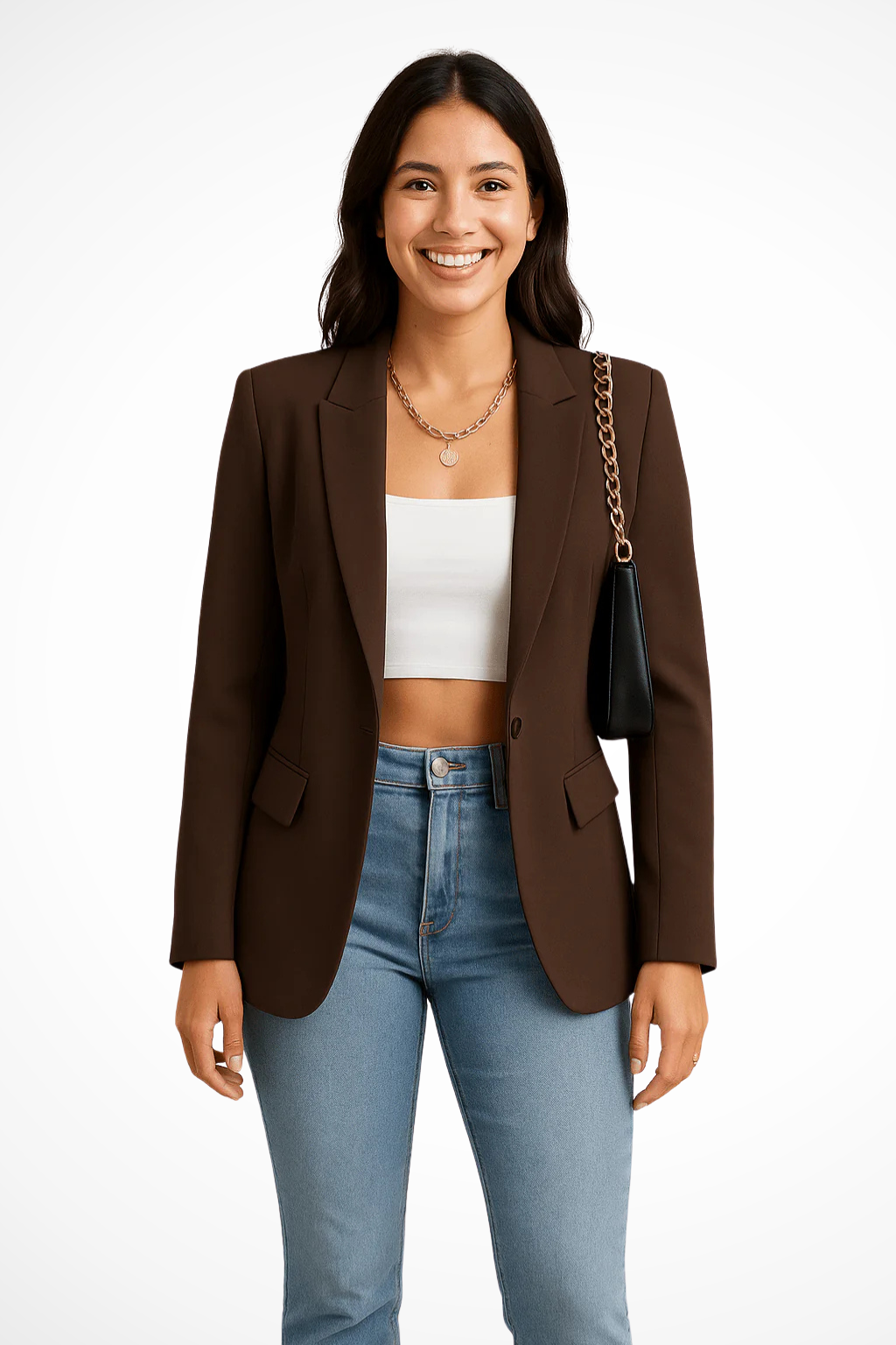 Maximiliane | Damen Business Blazer Tailliert Einknopf - Black - Image 4