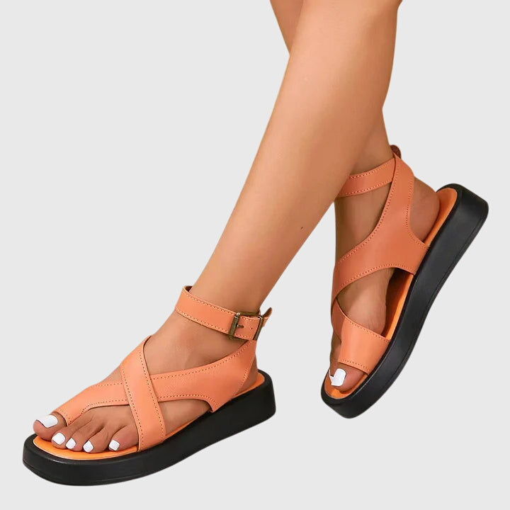 Melinda | Damen Verstellbare Riemchen Sandalen - Peach - Image 1