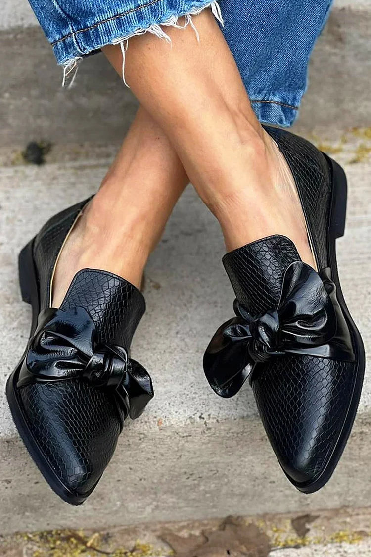Meliora | Damen Schwarze Loafer mit Schleife - Black - Image 1