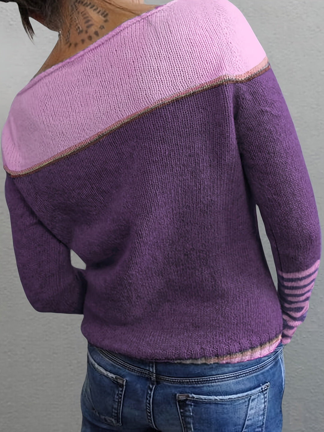 Merla | Damen Strickpullover mit Streifen - Grey - Image 10