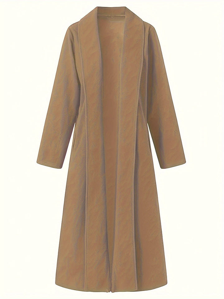 Mervilda | Damen Langer Mantel Weiter Schnitt - Olive Green - Image 16