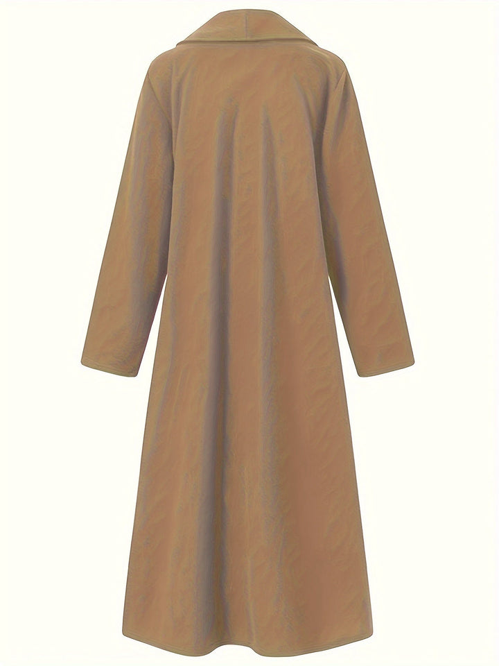 Mervilda | Damen Langer Mantel Weiter Schnitt - Olive Green - Image 17