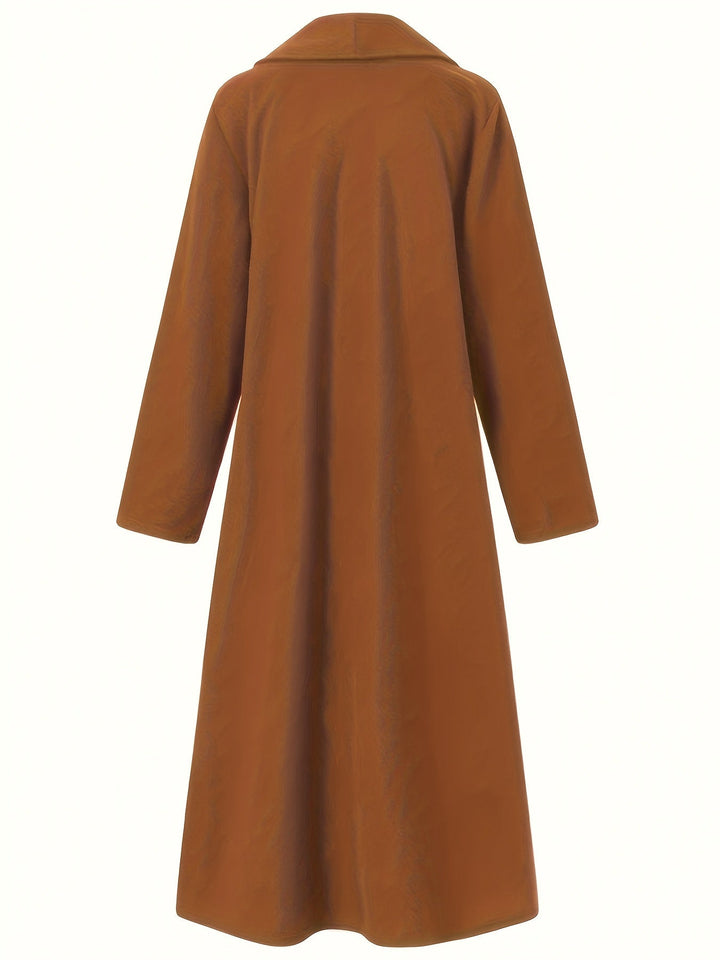 Mervilda | Damen Langer Mantel Weiter Schnitt - Olive Green - Image 29