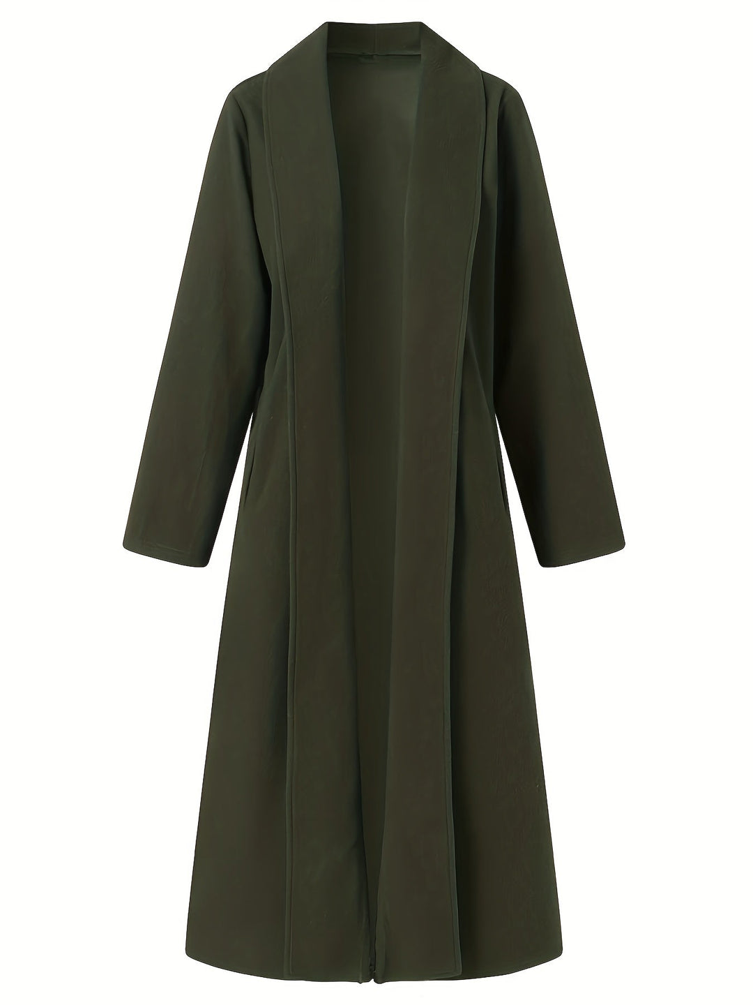 Mervilda | Damen Langer Mantel Weiter Schnitt - Olive Green - Image 3
