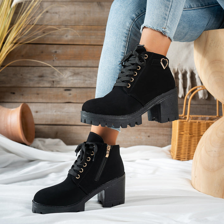 Mira | Damen Ankle Boot mit Blockabsatz, Beige - Beige - Image 7