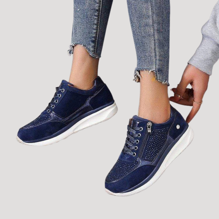 Mirabel | Damen Sneaker mit Seitlichem Reißverschluss - Navy - Image 1
