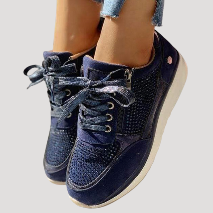 Mirabel | Damen Sneaker mit Seitlichem Reißverschluss - Navy - Image 2