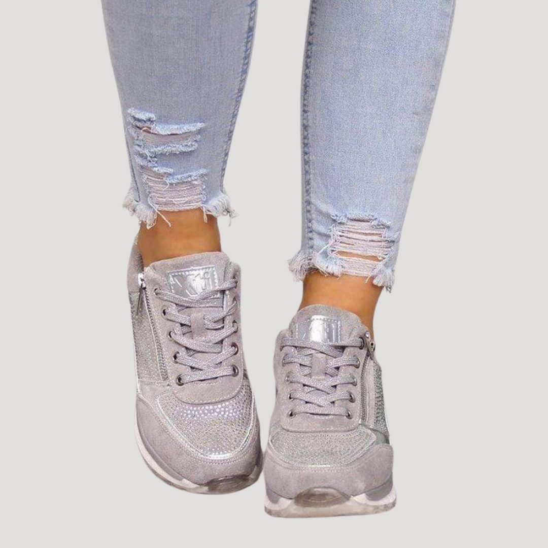 Mirabel | Damen Sneaker mit Seitlichem Reißverschluss - Navy - Image 3