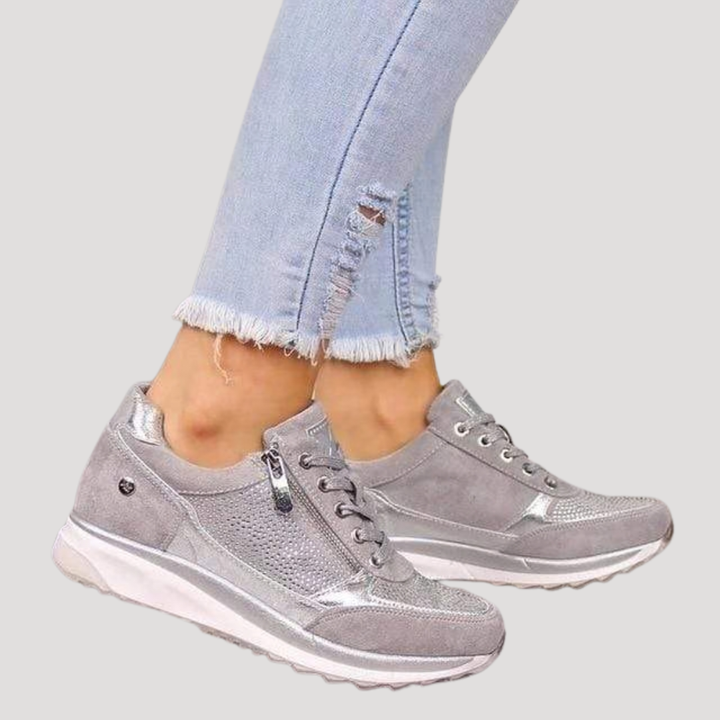 Mirabel | Damen Sneaker mit Seitlichem Reißverschluss - Navy - Image 4