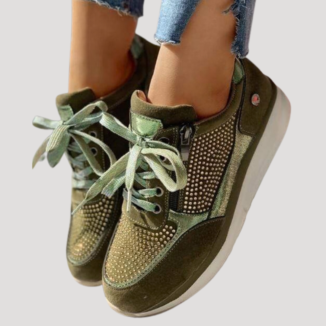 Mirabel | Damen Sneaker mit Seitlichem Reißverschluss - Navy - Image 9