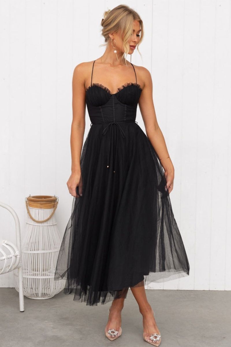 Mirela | Damen Tüllkleid Korsett Midi Kleid - Brown - Image 3