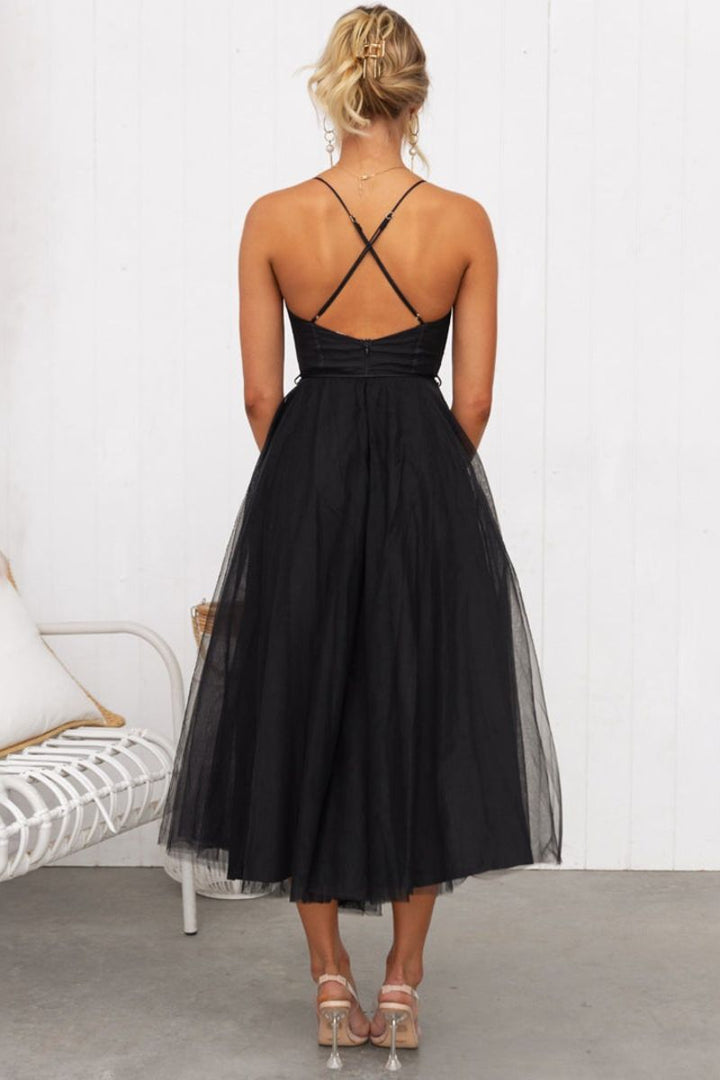 Mirela | Damen Tüllkleid Korsett Midi Kleid - Brown - Image 4
