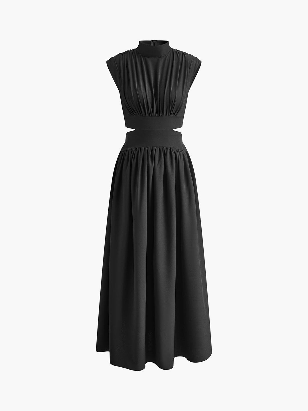 Alba | Damen Maxikleid mit Cut-Out, Stehkragen ärmellos elegant