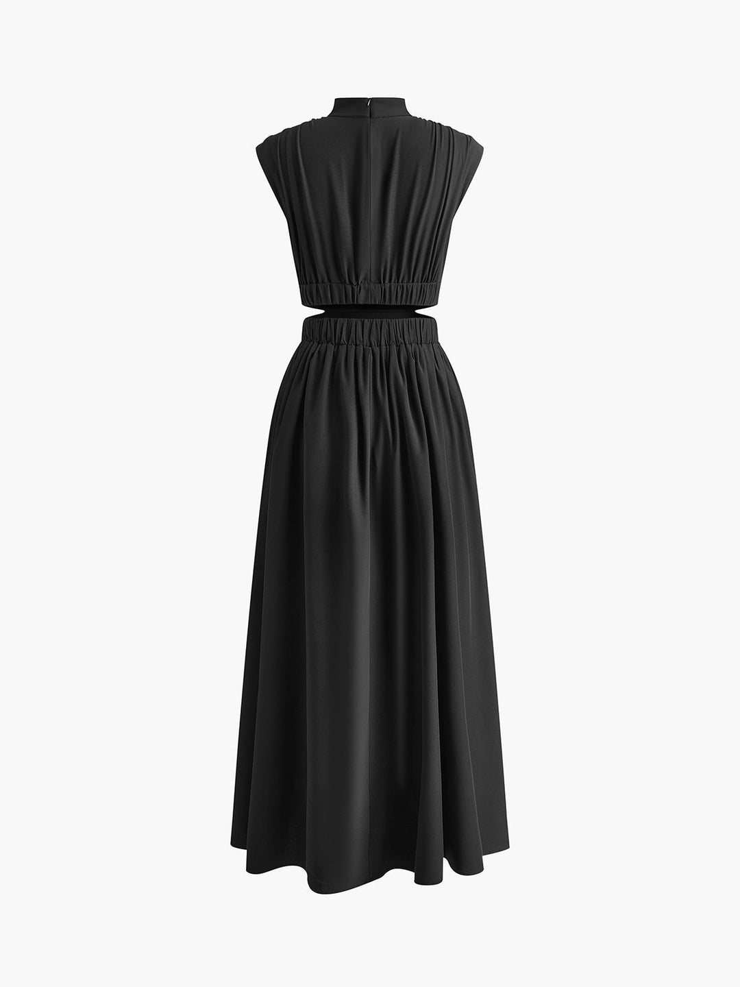 Alba | Damen Maxikleid mit Cut-Out, Stehkragen ärmellos elegant