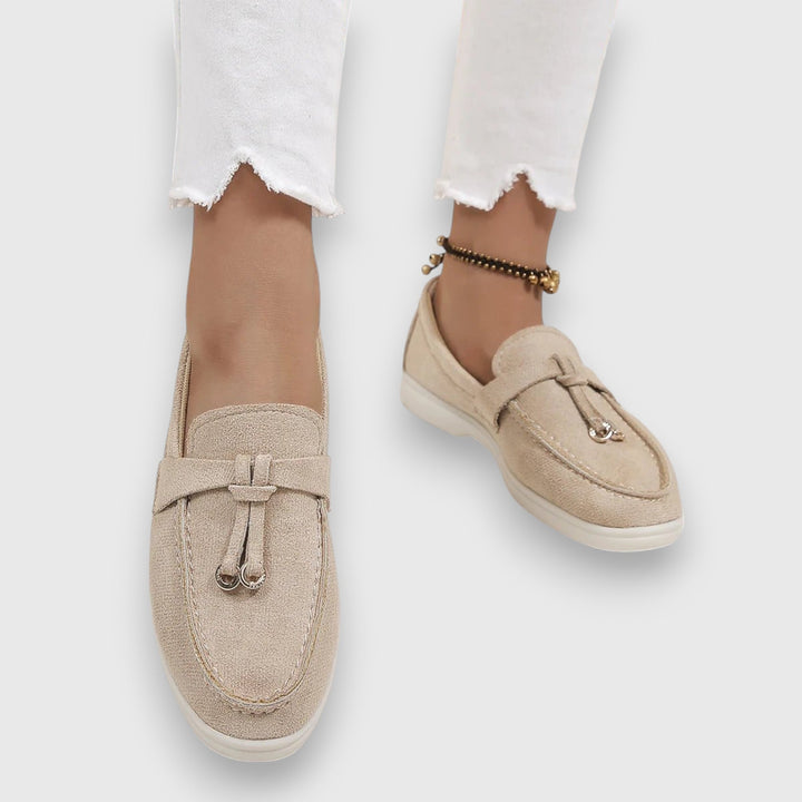 Yessa | Damen Loafer Velours Quaste Slip-On Flache Schuhe Sommer