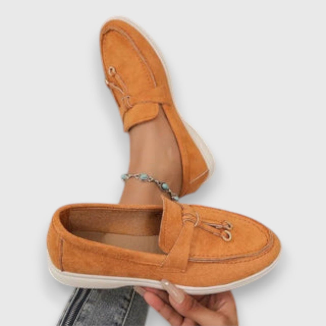 Yessa | Damen Loafer Velours Quaste Slip-On Flache Schuhe Sommer