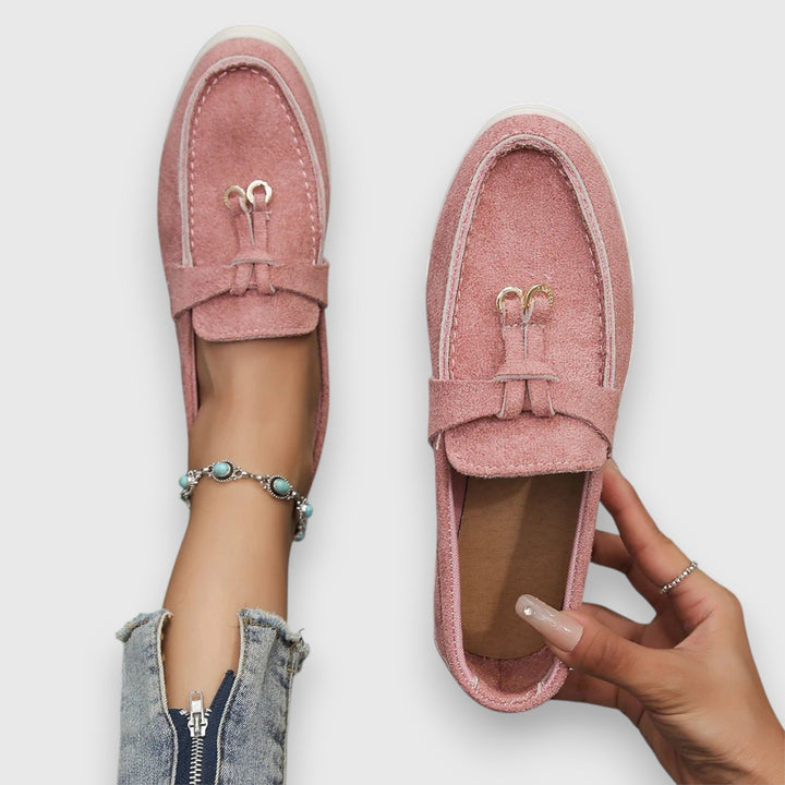 Yessa | Damen Loafer Velours Quaste Slip-On Flache Schuhe Sommer