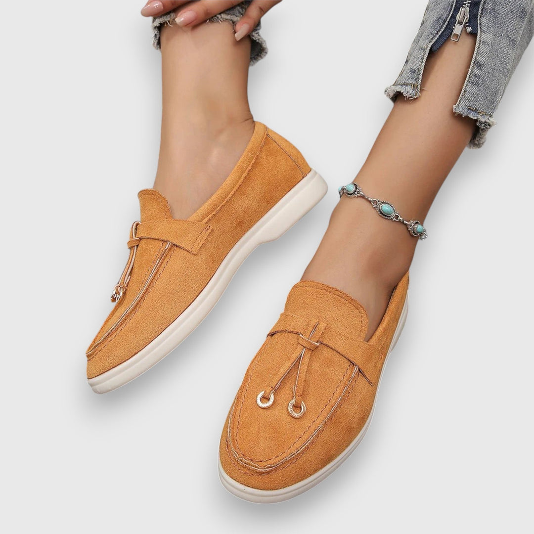 Yessa | Damen Loafer Velours Quaste Slip-On Flache Schuhe Sommer