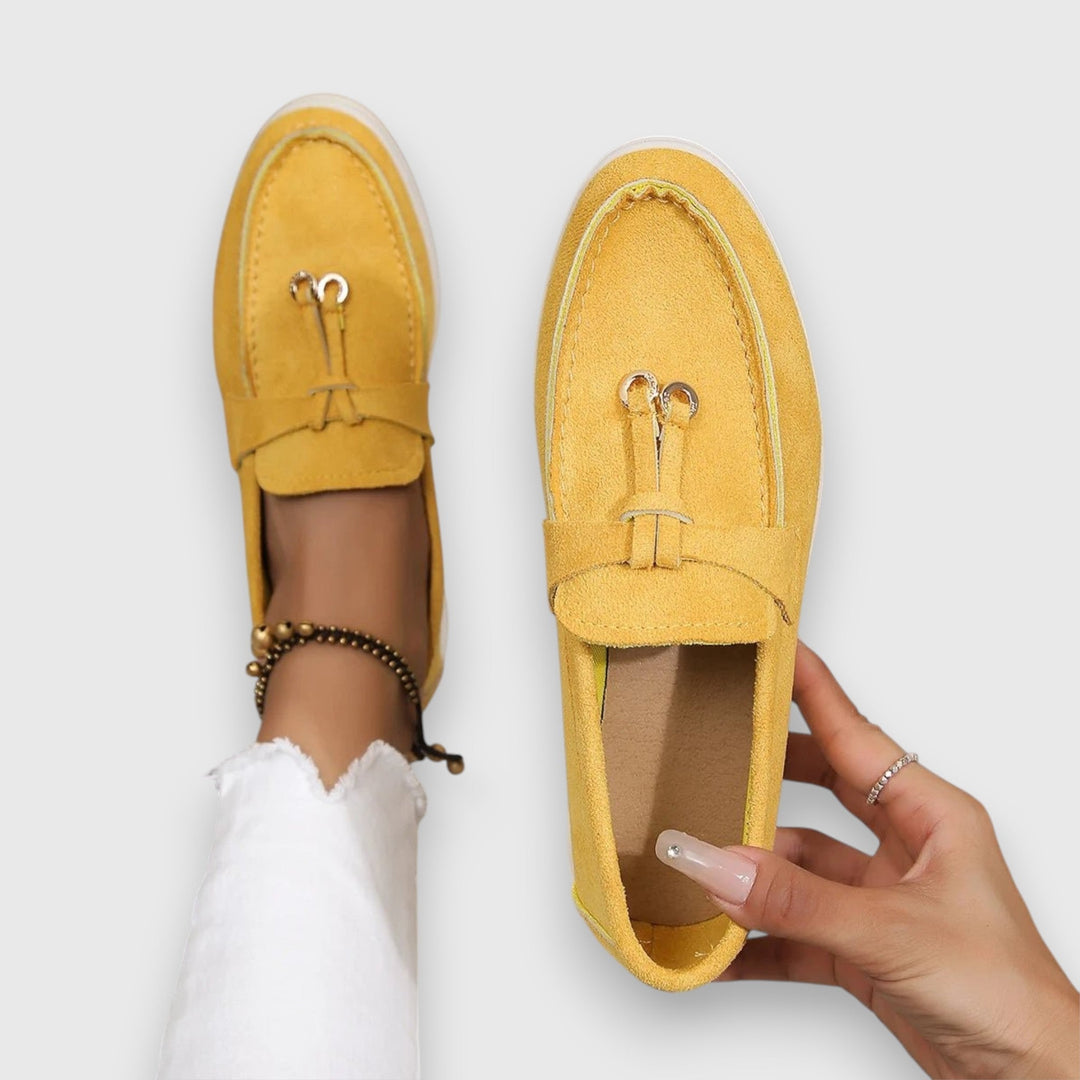 Yessa | Damen Loafer Velours Quaste Slip-On Flache Schuhe Sommer