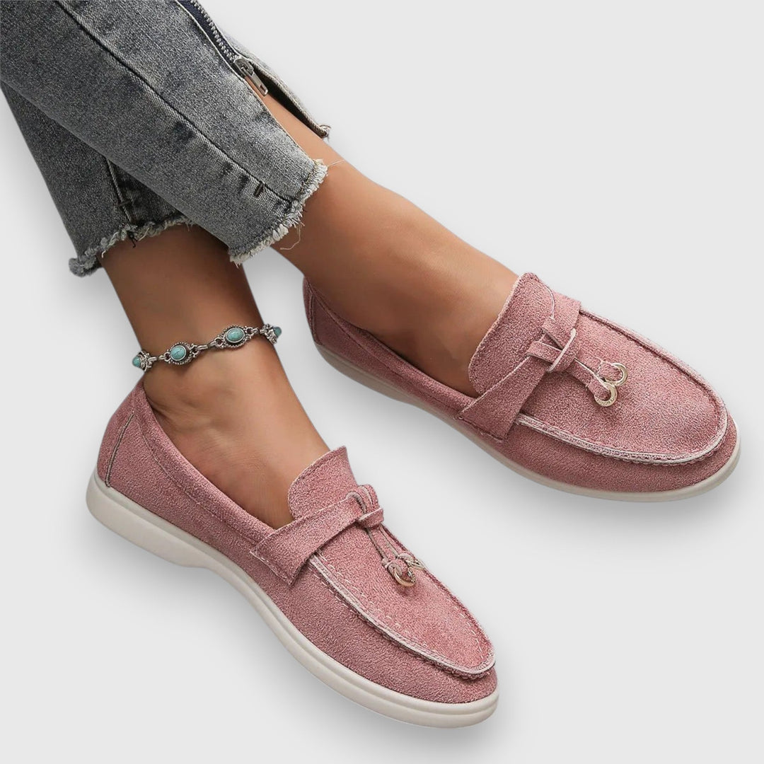 Yessa | Damen Loafer Velours Quaste Slip-On Flache Schuhe Sommer