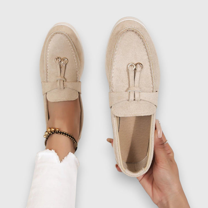 Yessa | Damen Loafer Velours Quaste Slip-On Flache Schuhe Sommer