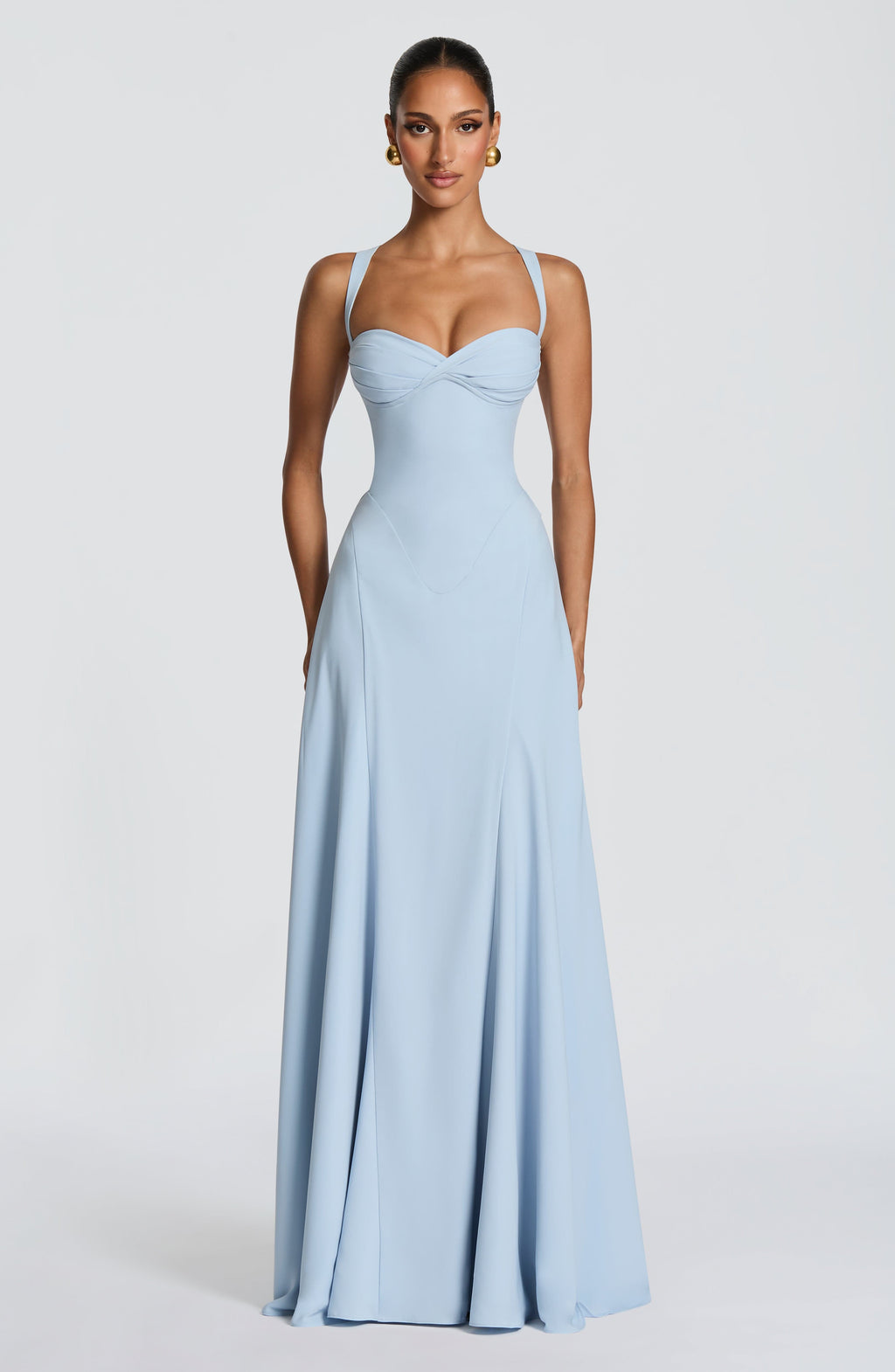 Nadine | Damen Maxikleid Herzausschnitt A-Linie Abendkleid - Yellow - Image 3