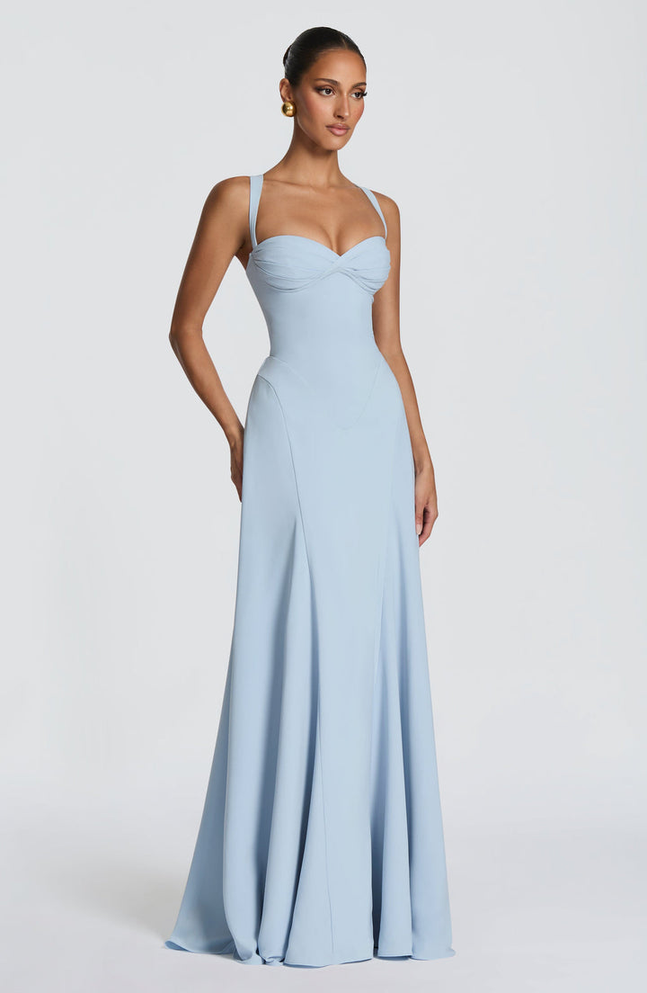 Nadine | Damen Maxikleid Herzausschnitt A-Linie Abendkleid - Yellow - Image 6