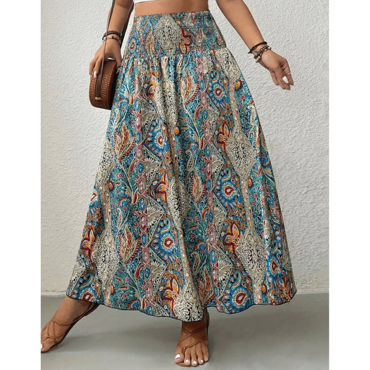 Jea | Damen Maxirock Boho Paisley Muster Hoher Bund Sommerrock