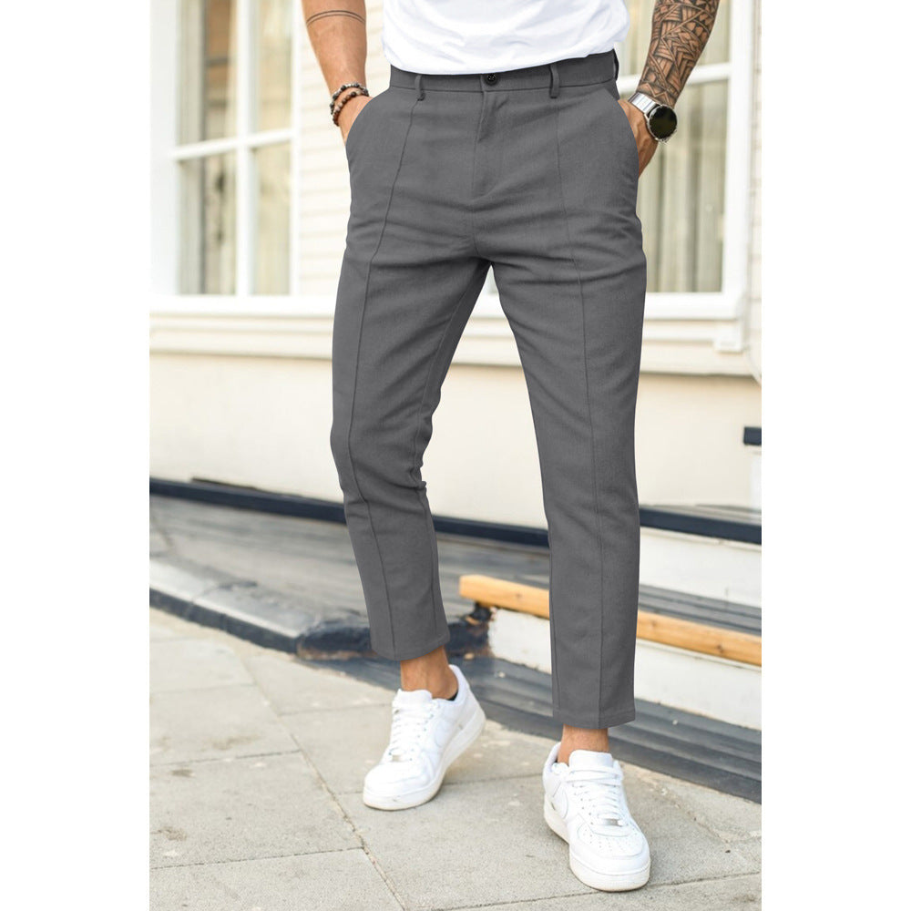 Niklas | Herren Graue Slim Fit Chino Hose - Grey - Image 1