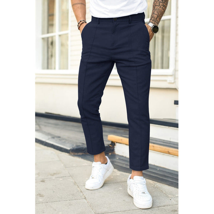 Niklas | Herren Graue Slim Fit Chino Hose - Grey - Image 3