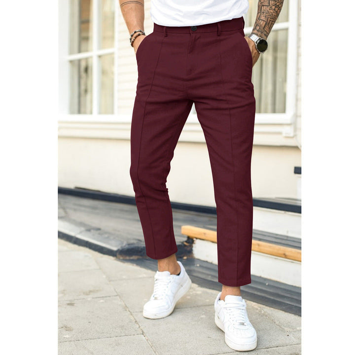 Niklas | Herren Graue Slim Fit Chino Hose - Grey - Image 5