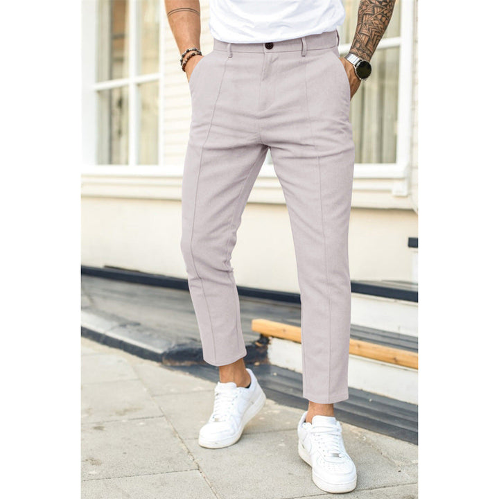 Niklas | Herren Graue Slim Fit Chino Hose - Grey - Image 6