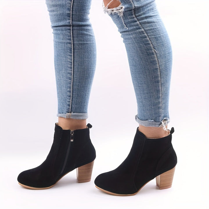 Nora | Damen Ankle Boots mit Blockabsatz, 68 Zeichen - Beige - Image 3
