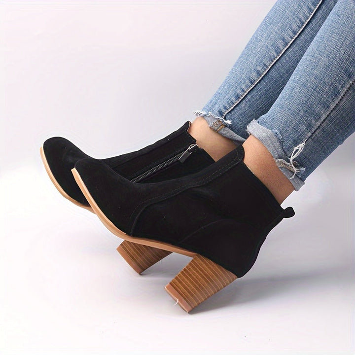Nora | Damen Ankle Boots mit Blockabsatz, 68 Zeichen - Beige - Image 7