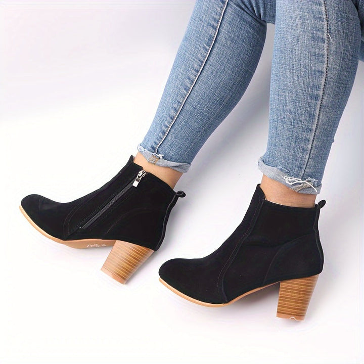 Nora | Damen Ankle Boots mit Blockabsatz, 68 Zeichen - Beige - Image 8