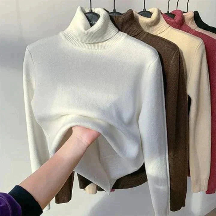 Norberta | Damen Rollkragenpullover Gefüttert Warm - Camel - Image 2