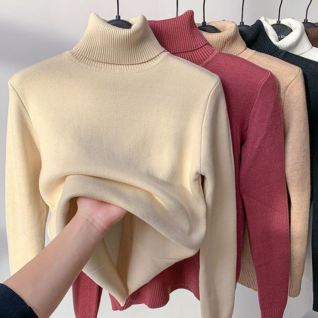 Norberta | Damen Rollkragenpullover Gefüttert Warm - Camel - Image 4