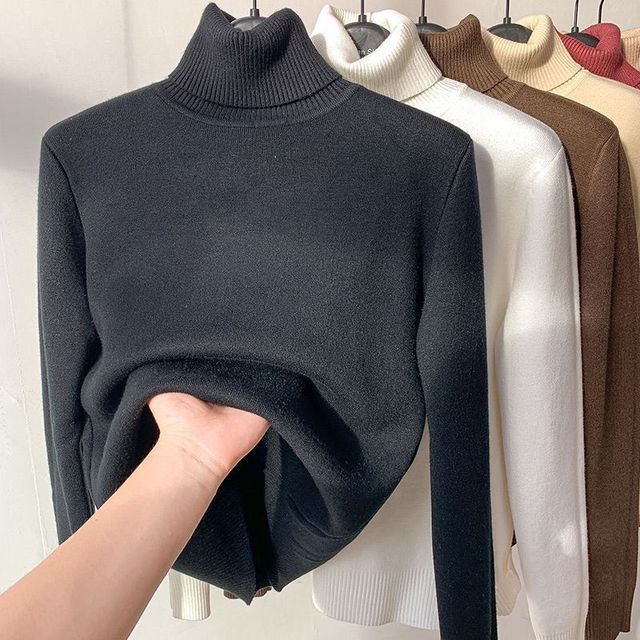 Norberta | Damen Rollkragenpullover Gefüttert Warm - Camel - Image 5