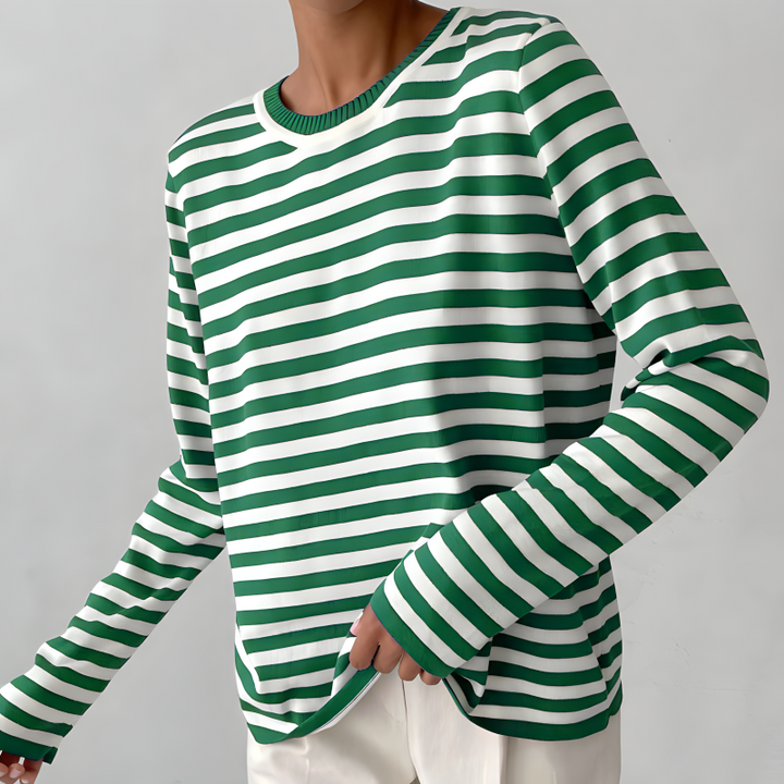 Kerza | Damen Gestreifter pullover Langarm Rundhals