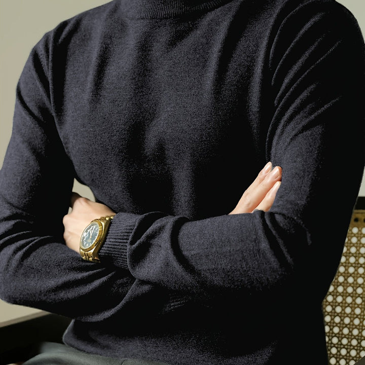 Olvard | Herren Mock-Neck Strickpullover Blau - Light Blue - Image 15