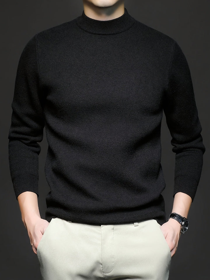 Olvard | Herren Mock-Neck Strickpullover Blau - Light Blue - Image 2